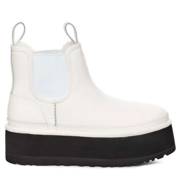 UGG Neumel Suede Platform Boot Chelsea Womens Size 9 Black & White - Picture 2 of 14